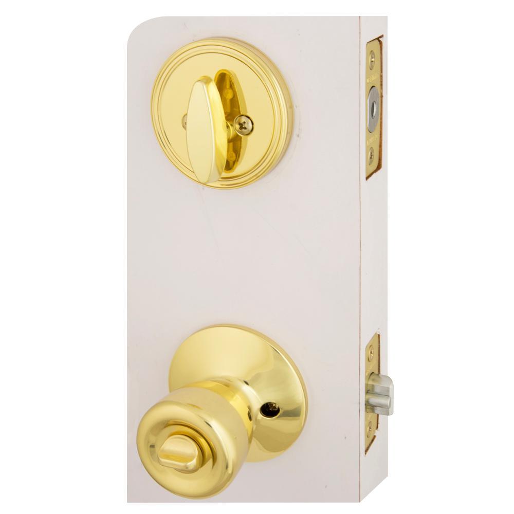 Waterbury Polished Brass Keyed Entry Door Knob with Single Cylinder Deadbolt Combo Pack Master Pinned - Super Arbor