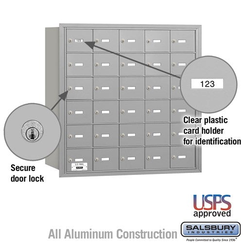 4B+ Horizontal Mailbox with 30 A Doors, Rear Loading, Aluminum Construction