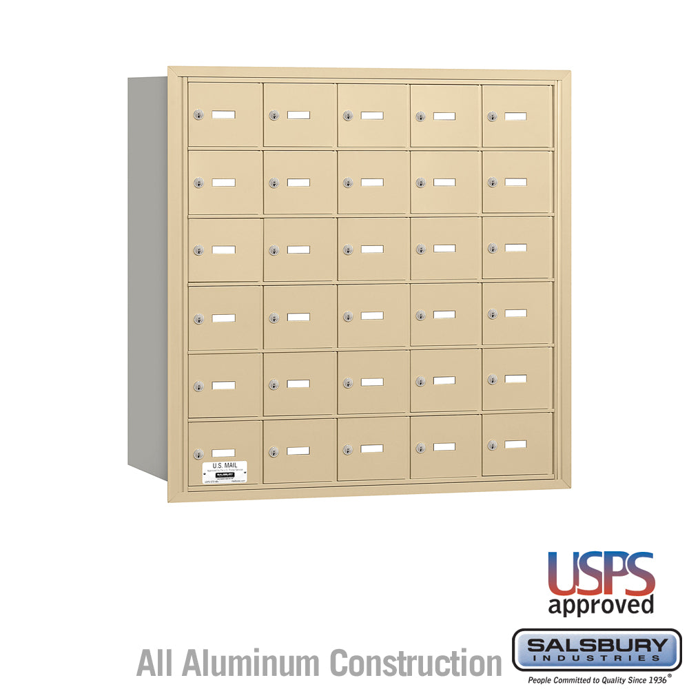 4B+ Horizontal Mailbox with 35 Doors - Sandstone Finish - Rear Loading - USPS Approved