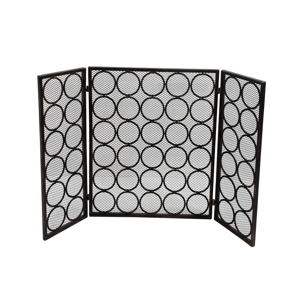 Hartly Modern Black and Silver Three Panel Iron Fire Screen - Super Arbor