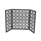 Hartly Modern Black and Silver Three Panel Iron Fire Screen - Super Arbor