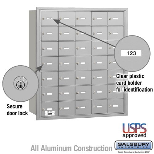 4B+ Horizontal Mailbox with 35 Doors - Rear Loading - USPS Approved