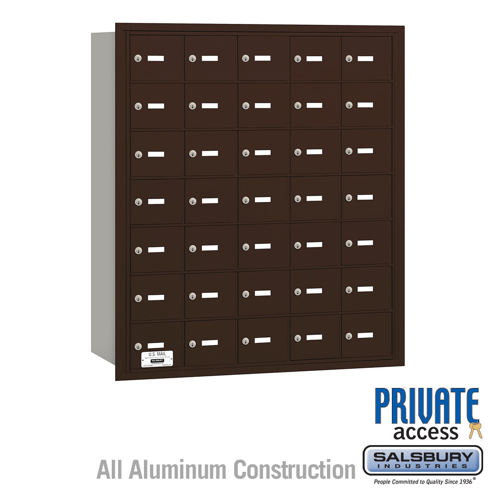 4B+ Horizontal Mailbox with 35 A Doors, Bronze, Rear Loading, Private Access
