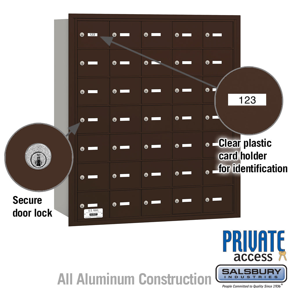 4B+ Horizontal Mailbox with 35 A Doors, Bronze, Rear Loading, Private Access