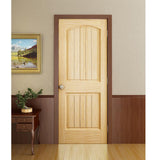 30 in. x 80 in. Unfinished 2 Panel Arch Top V-Groove Solid Core Pine Interior Door Slab - Super Arbor