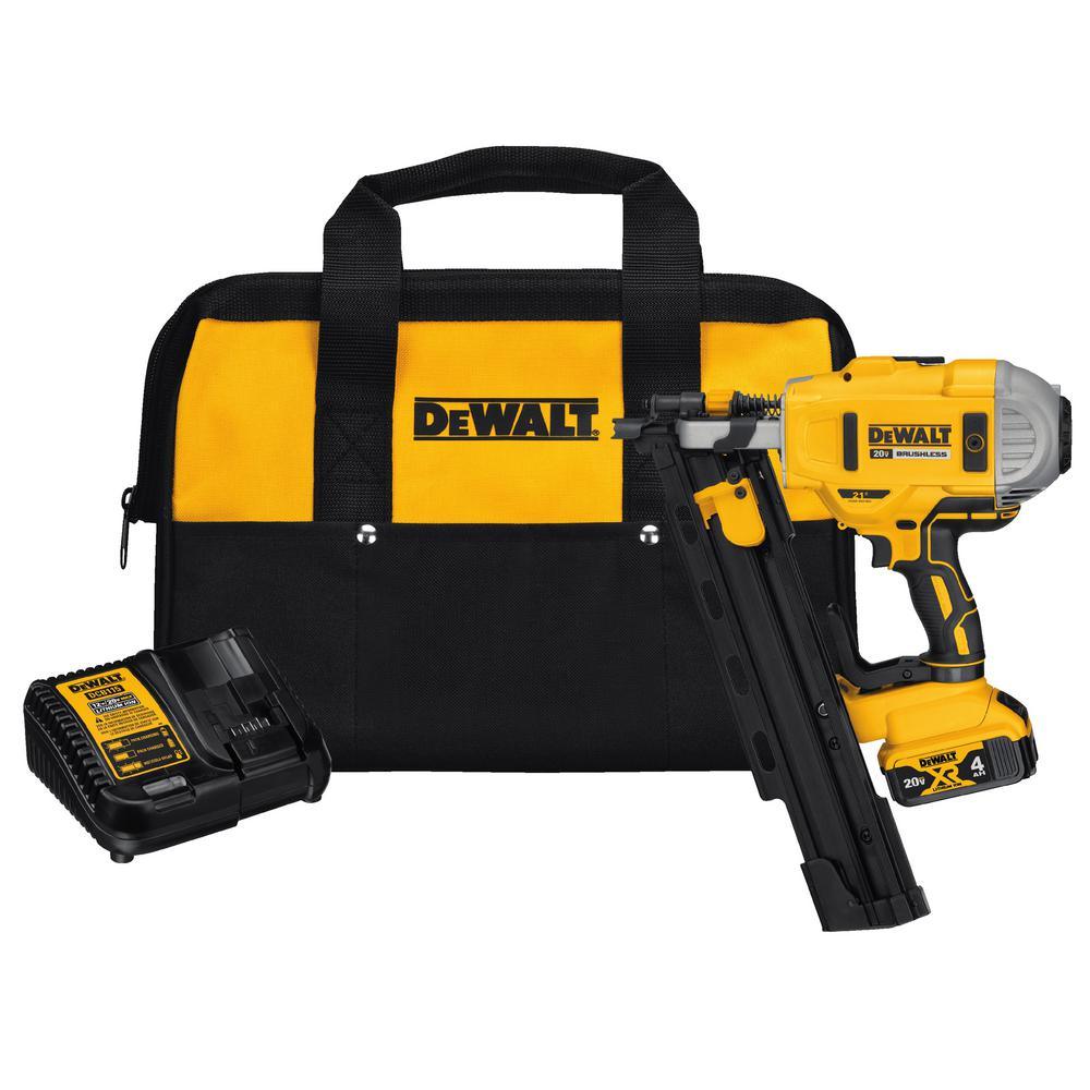 20-Volt MAX XR Lithium-Ion Cordless Brushless 2-Speed 21¬∞ Plastic Collated Framing Nailer with 4Ah Battery and Charger - Super Arbor