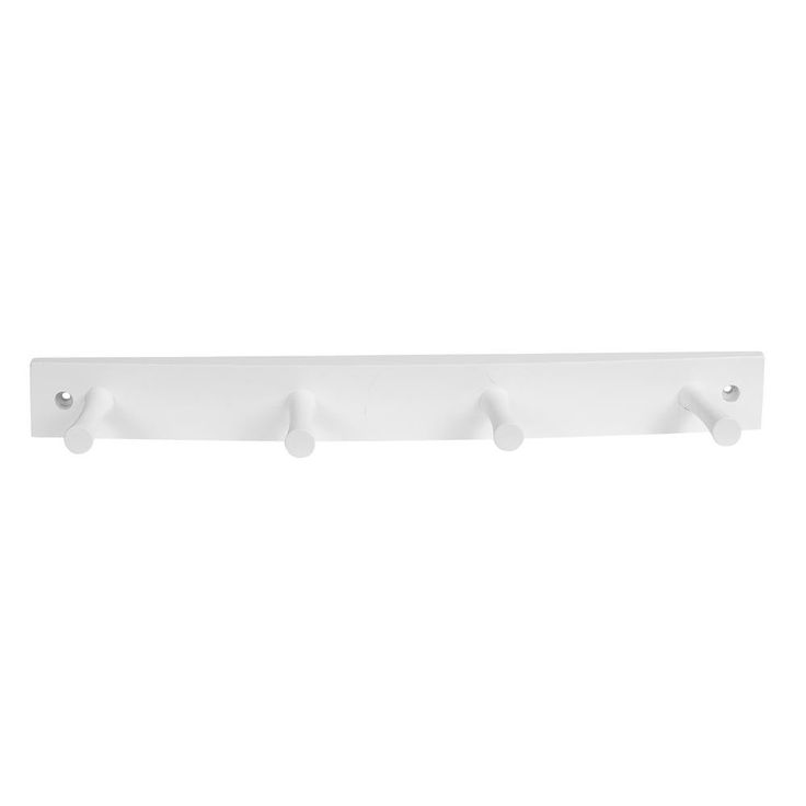 15.5 in. L Decorative White 4-Peg Wall Mount Wood Rack