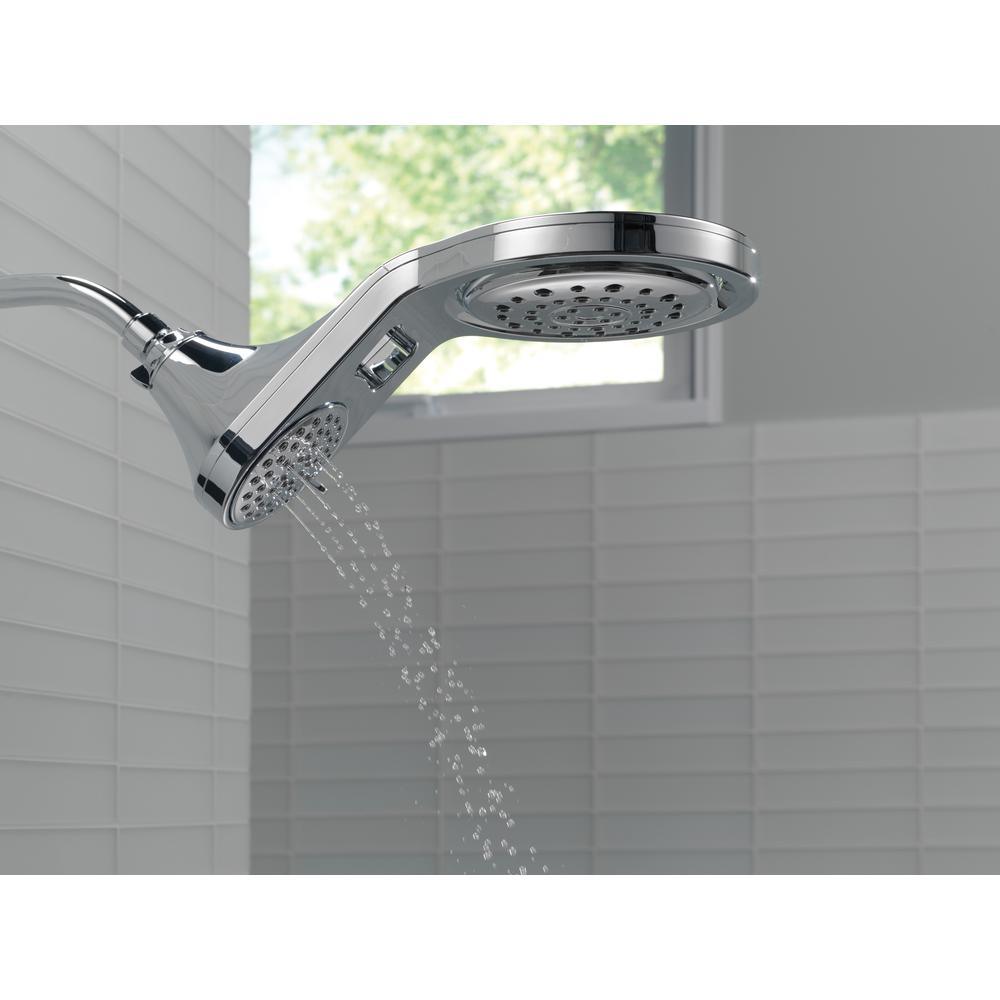 HydroRain Two-in-One 5-Spray 7.9 in. Double Wall Mount Fixed Shower Head in Chrome - Super Arbor