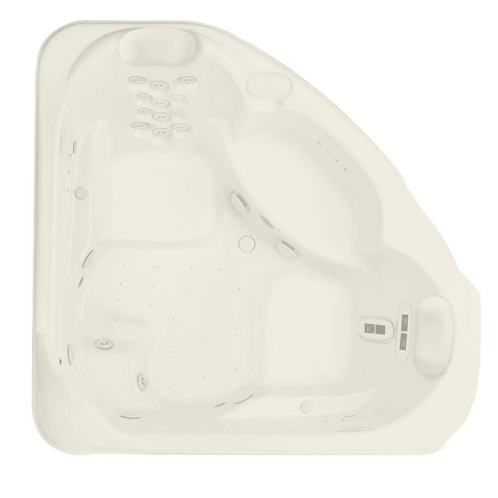 Millennium 8 - 72 in. Acrylic Center Drain Corner Drop-In Air Bath/ Whirlpool Bathtub with Heater in White - Super Arbor