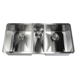 Undermount Deep Stainless Steel 42 in. x 20 in. x 10 in. 6-Gauge 40/20/40 Zero Radius Triple Bowl Kitchen Sink w/ Faucet - Super Arbor