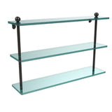 22 in. L  x 15 in. H  x 5 in. W 3-Tier Clear Glass Bathroom Shelf in Satin Nickel - Super Arbor