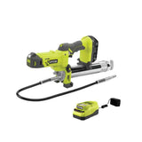 RYOBI ONE+ 18V Cordless Grease Gun Kit with 2.0 Ah Lithium-Ion Battery and Dual Chemistry Charger
