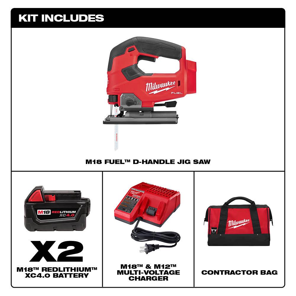 M18 FUEL 18-Volt Lithium-Ion Brushless Cordless Jig Saw with Two 4.0 Ah Batteries, Charger and Contractor Bag - Super Arbor