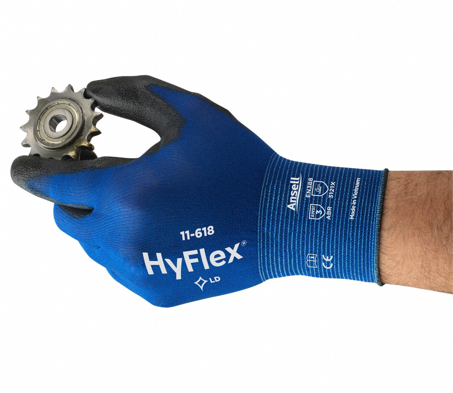 HYFLEX Blue Polyurethane-Coated Safety Gloves - Large