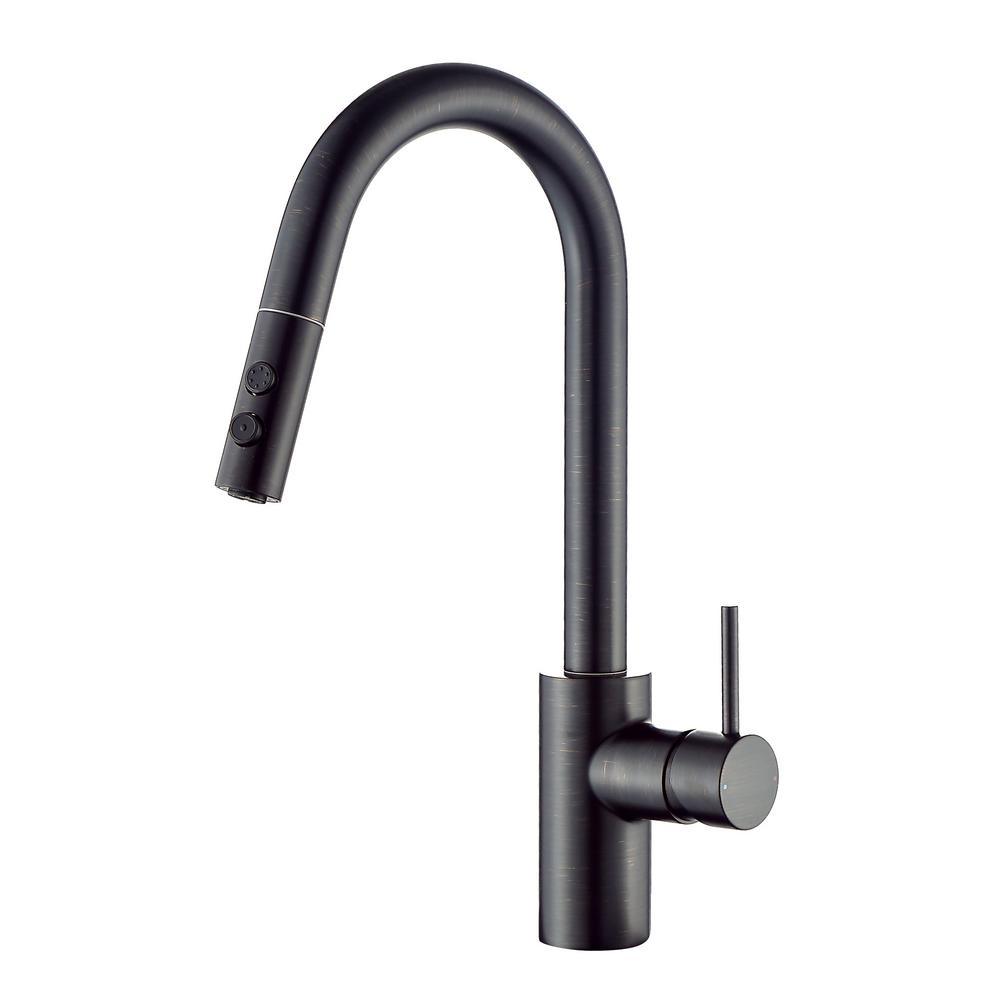 Single-Handle Pull-Down Sprayer Kitchen Faucet with 2-Function Sprayhead in Matte Black - Super Arbor