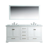 Newport 60 in. W x 22 in. D Vanity in White with Marble Vanity Top in Carrara White and Mirror - Super Arbor