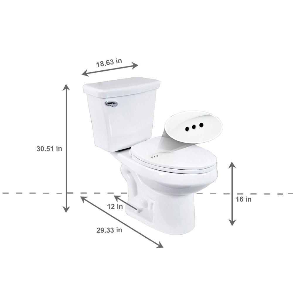 2-pc. 1.28 GPF Single Flush Elongated Toilet with Patented Overflow Protection Technology in White with Seat - Super Arbor