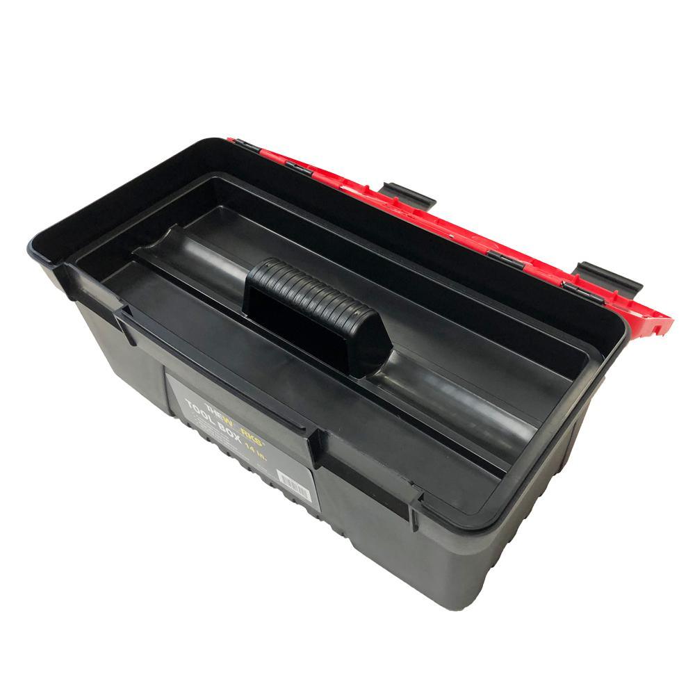 14 in. Tool Box with Lid Organizers and Removable Tool Tray - Super Arbor