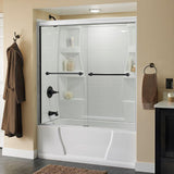 Crestfield 60 in. x 58-1/8 in. Traditional Semi-Frameless Sliding Bathtub Door in Bronze and 1/4 in. (6mm) Niebla Glass - Super Arbor