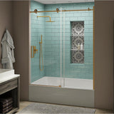 Coraline XL 56 - 60 in. x 70 in. Frameless Sliding Tub Door with StarCast Clear Glass in Stainless Steel, Left Opening - Super Arbor