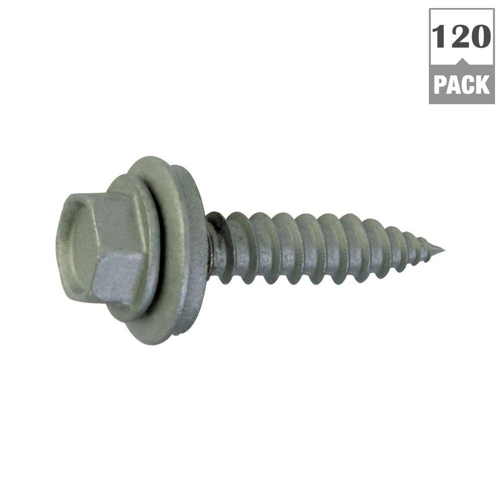 #9 x 1 in. Steel External Hex Head Washer Sharp Point Roofing Screws (120-Pack)
