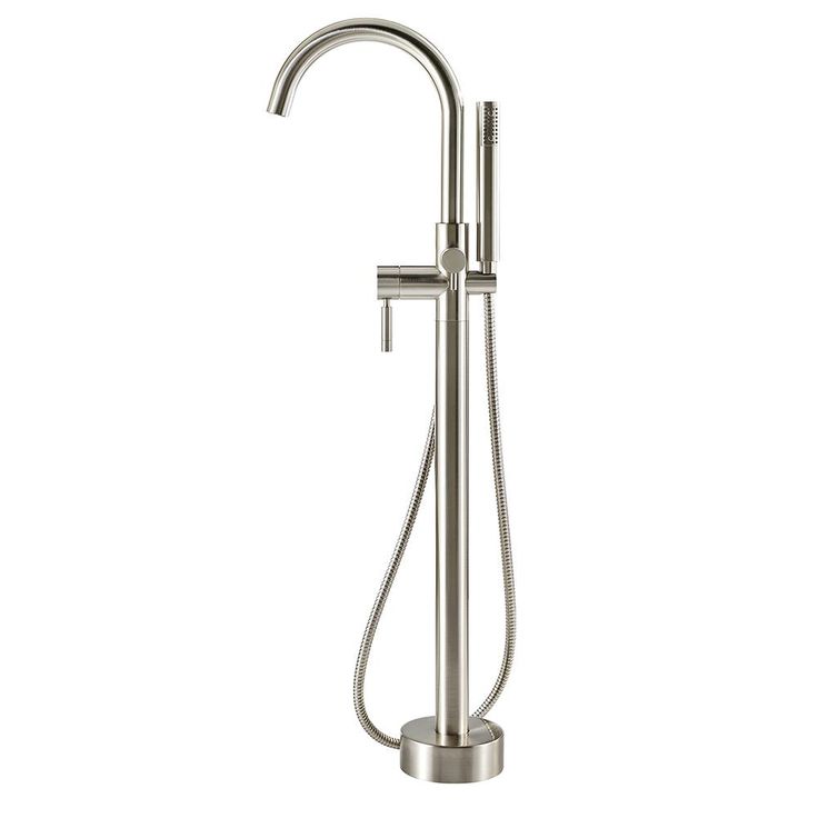 Athena Single-Handle Floor-Mounted Roman Tub Faucet with Hand Shower in Brushed Nickel