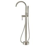 Athena Single-Handle Floor-Mounted Roman Tub Faucet with Hand Shower in Brushed Nickel