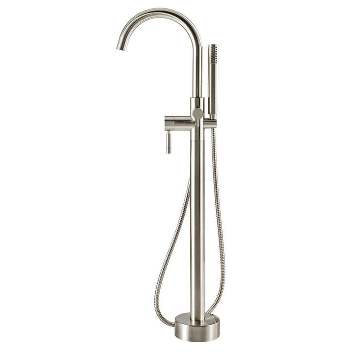 Athena Single-Handle Floor-Mounted Roman Tub Faucet with Hand Shower in Brushed Nickel
