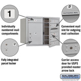 Salsbury 3700 Horizontal Series Recessed Mount Mailbox, 5 Compartments + 1 Parcel Locker