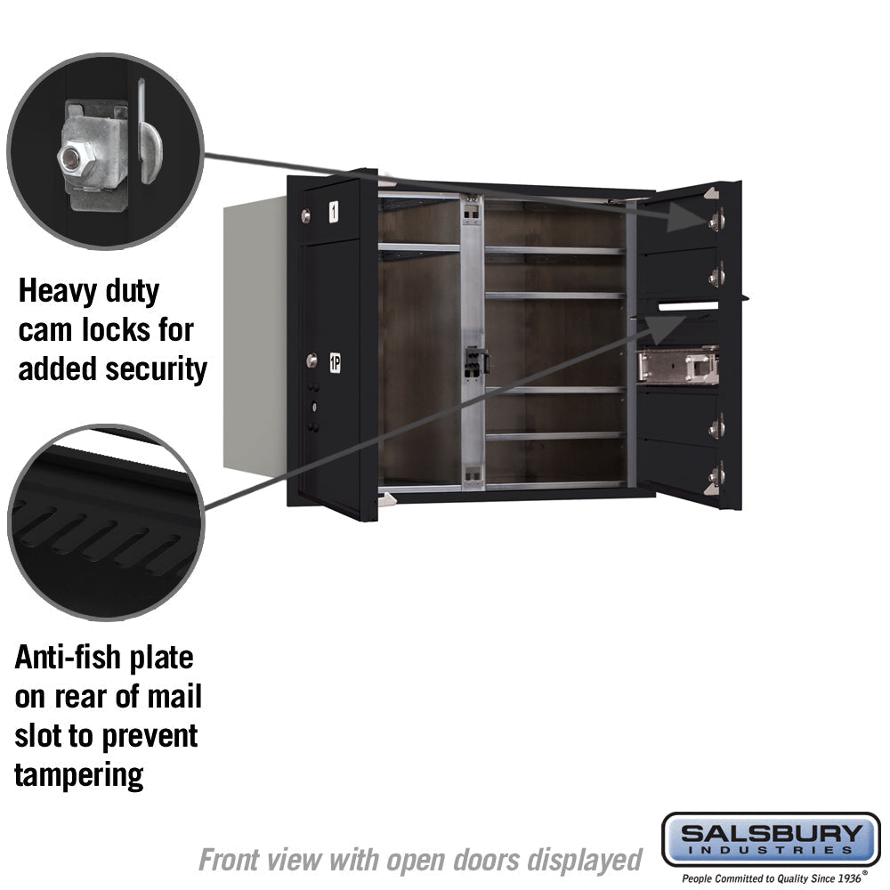 6 Door High Recessed Mounted 4C Horizontal Mailbox with Parcel Locker - Black, USPS Approved