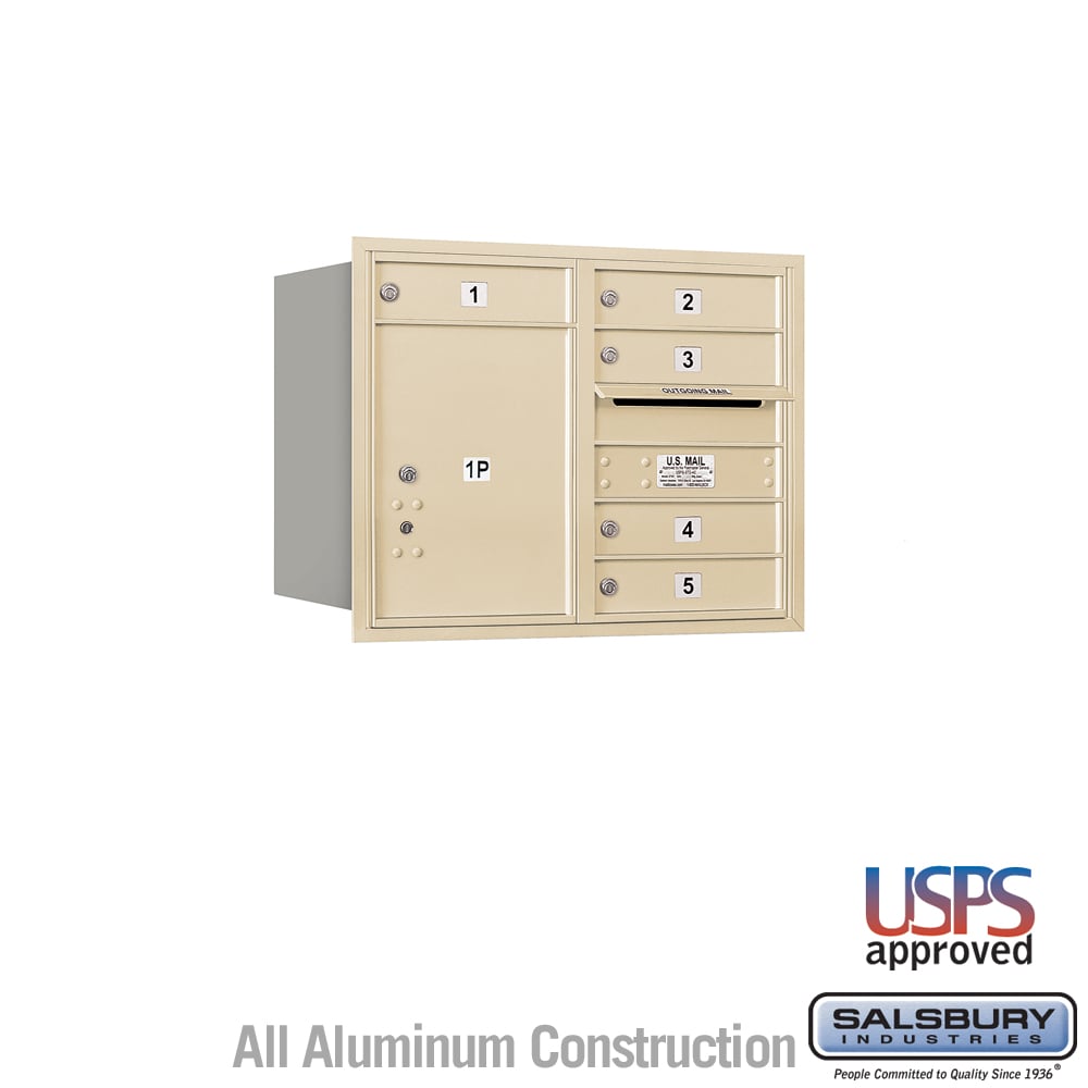 6 Door High Recessed Mounted 4C Horizontal Mailbox with Parcel Locker - Rear Loading