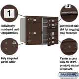 6 Door High Recessed Mounted 4C Horizontal Mailbox with Parcel Locker in Bronze