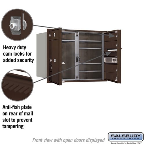 6 Door High Recessed Mounted 4C Horizontal Mailbox with Parcel Locker in Bronze