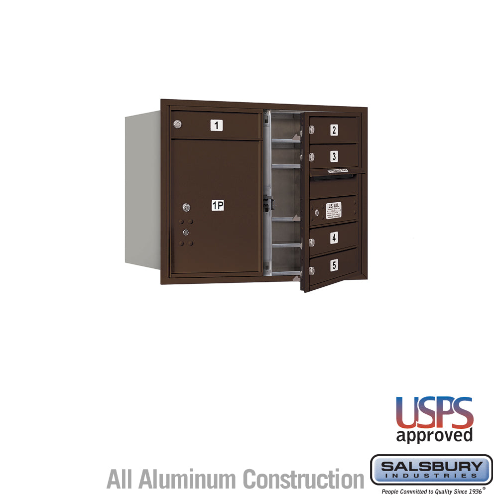 6 Door High Recessed Mounted 4C Horizontal Mailbox with Parcel Locker in Bronze