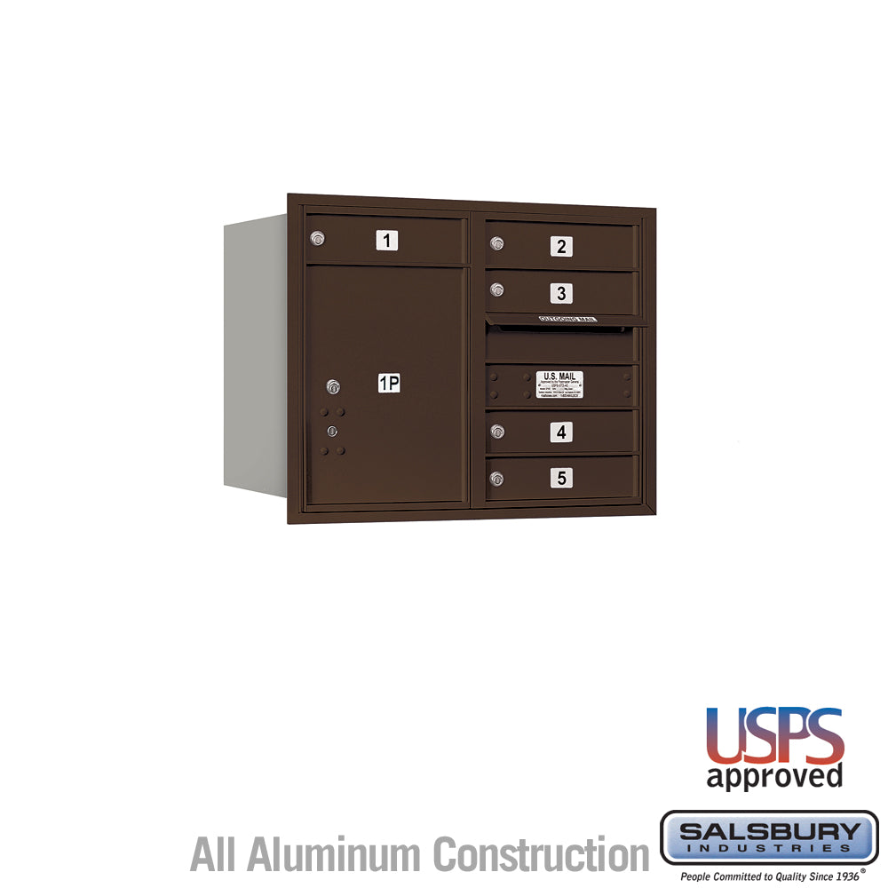 6 Door High Recessed Mounted 4C Horizontal Mailbox with Parcel Locker - Rear Loading
