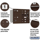 6 Door High Recessed Mounted 4C Horizontal Mailbox with Parcel Locker - Rear Loading