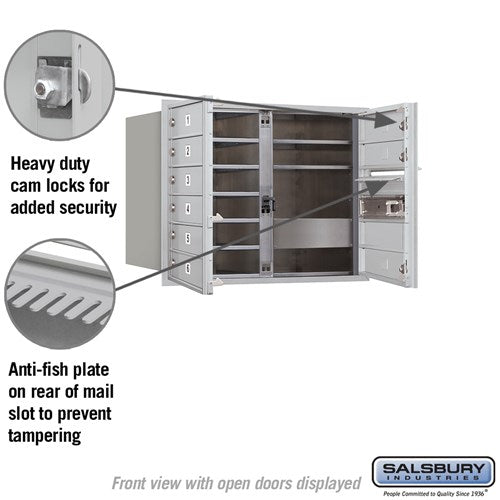 6 Door High Recessed Mounted 4C Horizontal Mailbox with 9 Doors - Front Loading USPS Access