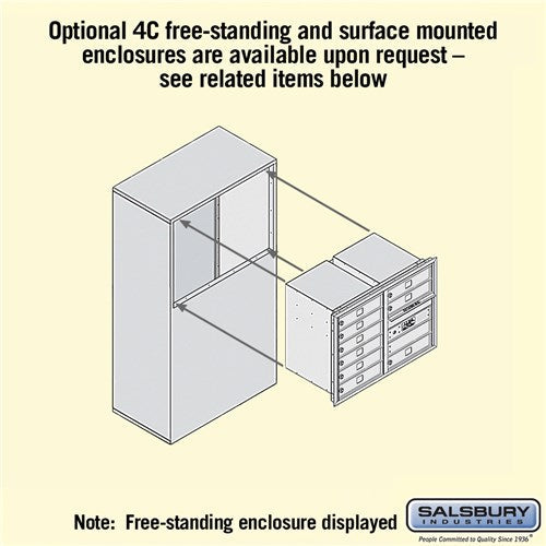 6 Door High Recessed Mounted 4C Horizontal Mailbox with 9 Doors - Front Loading USPS Access