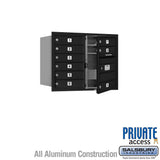 6 Door High Recessed Mounted 4C Horizontal Mailbox with 9 Compartments - Black - Private Access - Front Loading