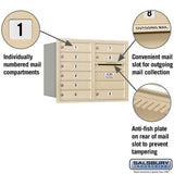 6 Door High Recessed Mounted 4C Horizontal Mailbox with USPS Access, Rear Loading, Sandstone