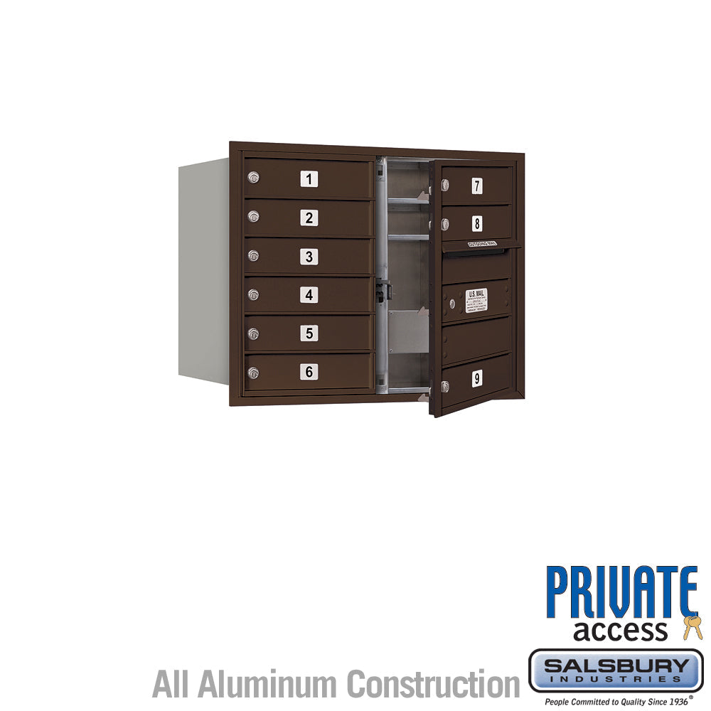 6 Door High Recessed Mounted 4C Horizontal Mailbox with Private Access - Front Loading