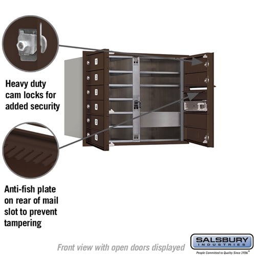 9-Door Bronze Recessed Mounted Mailbox with USPS Access
