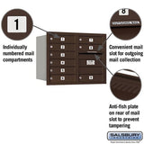 6 Door High Recessed Mounted 4C Horizontal Mailbox with USPS Access - Rear Loading