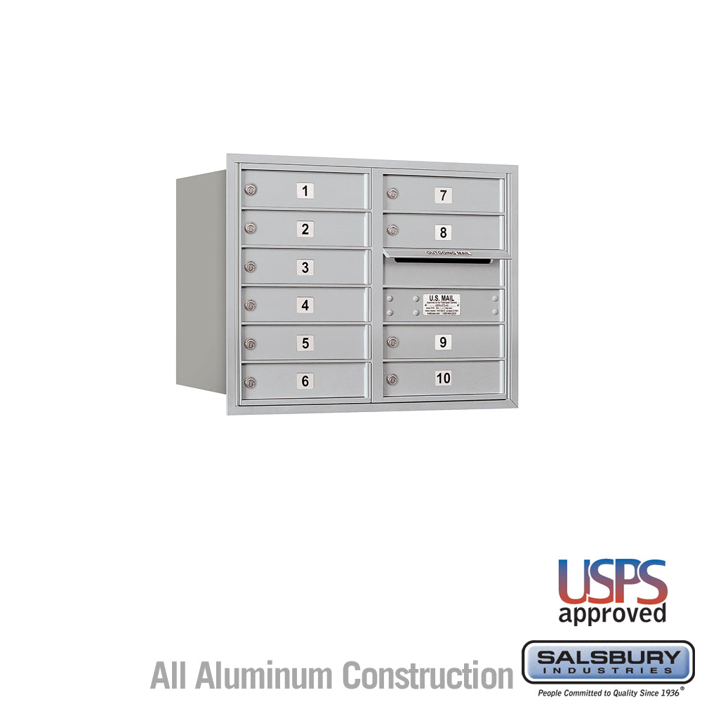 6 Door High Recessed Mounted 4C Horizontal Mailbox with USPS Access - Rear Loading