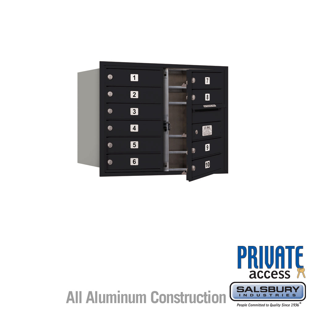 6 Door High Recessed Mounted 4C Horizontal Mailbox with Private Access - Black