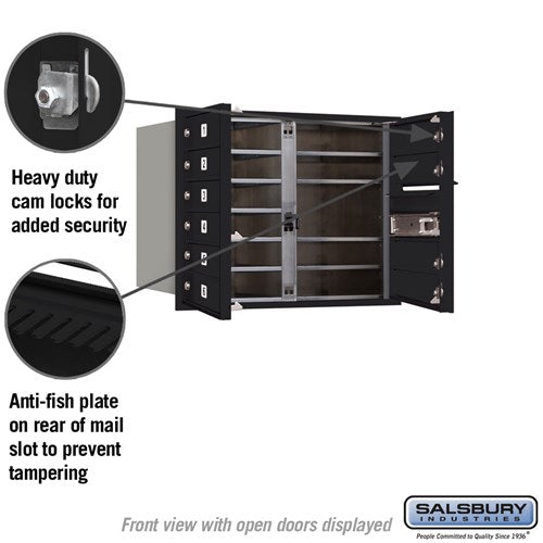 10-Door Black Recessed Mounted Mailbox with USPS Access