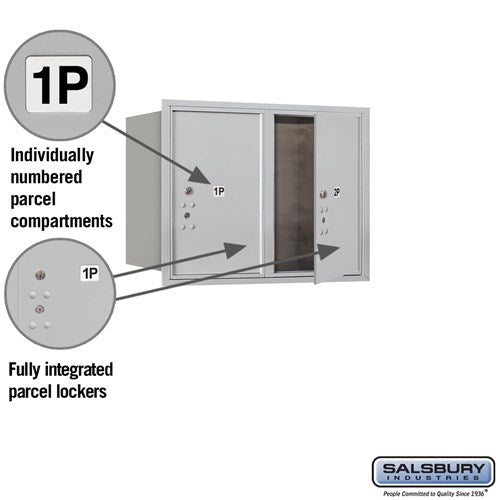 6 Door High Recessed Mounted 4C Horizontal Parcel Locker with 2 Parcel Lockers - Rear Loading