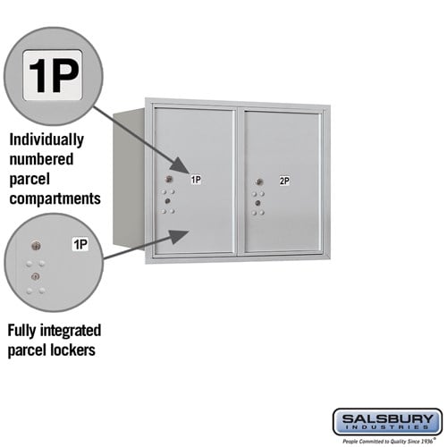 6 Door High Recessed Mounted 4C Horizontal Parcel Locker with 2 Parcel Lockers - Rear Loading