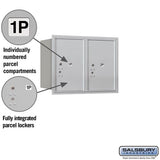 6 Door High Recessed Mounted 4C Horizontal Parcel Locker with 2 Parcel Lockers - Rear Loading