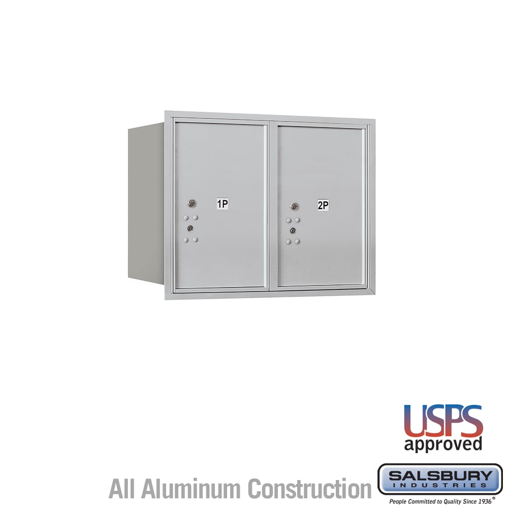 6 Door High Recessed Mounted 4C Horizontal Parcel Locker with 2 Parcel Lockers - Rear Loading